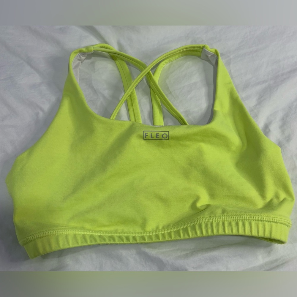 Fleo Isla Neon Yellow Sports Bra- Medium Support - Size medium